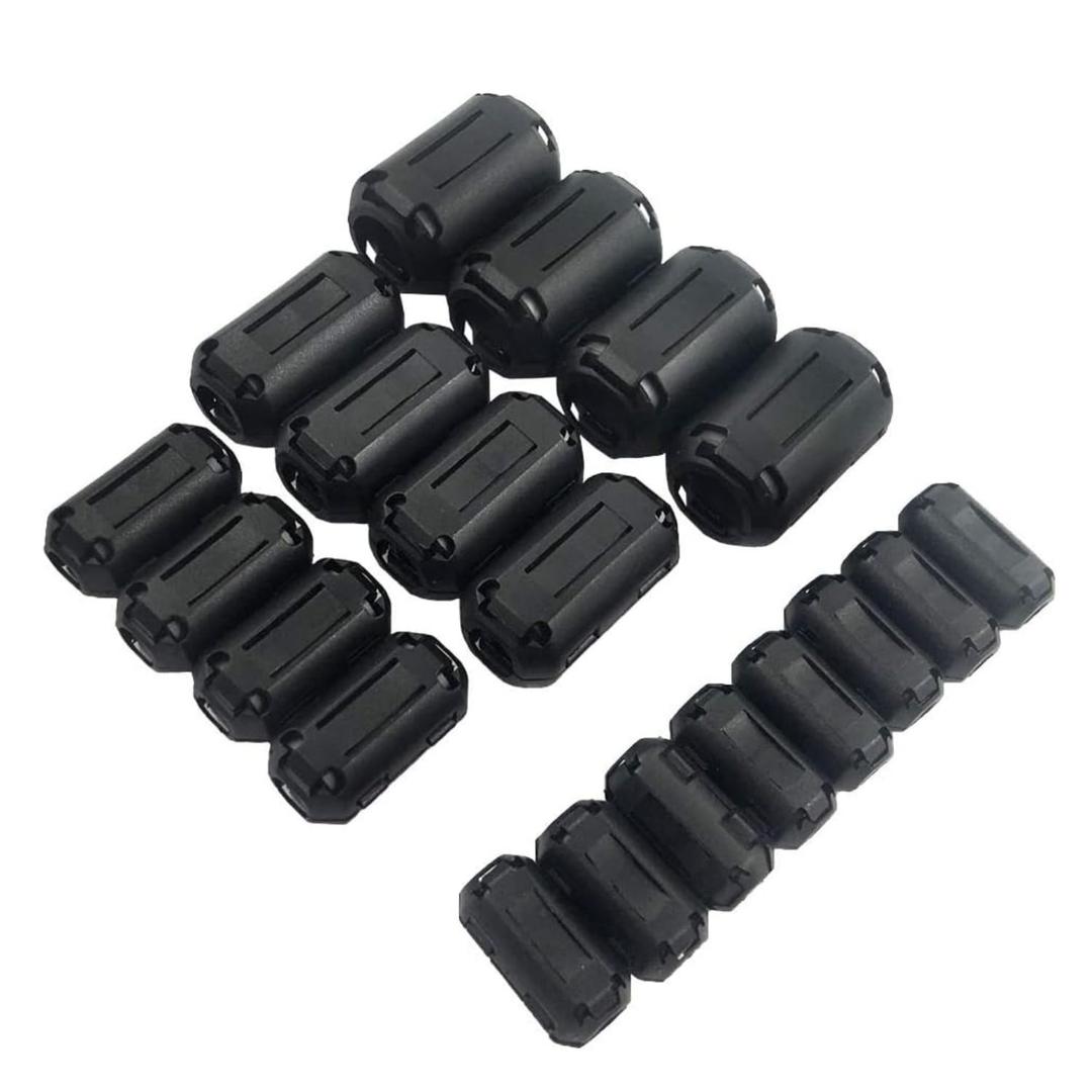 20Pcs Clip-on Ferrite Ring Core Ferrite Bead RFI EMI Noise Suppressor Cable Clip for 3mm/ 5mm/ 7mm/ 9mm/ 13mm Diameter Cable, Black
