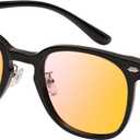 AMBEYE Gaming Glasses for Men Women 99% Blue Light Blocking Anti Fatigue & Glare Orange Lens TR90 Square Frame for Computer Use (Black)