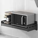 Retractable Stainless Steel Wall Rack Commercial Storage Rack Countertop Multifunctional Storage Bracket Kitchen Seasoning Rack for Electric Oven Microwave 16 to 23.6 Inch Black