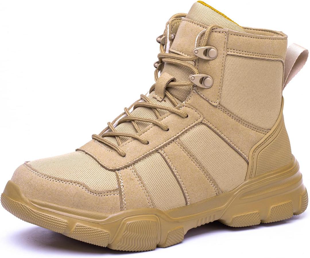 ARCHINSERT Safety Shoes for Men Women Outdoor Protection Steel Toe Shoes Waterproof Non Slip Resistance Construction Boots (6.5 Women/5 Men, 211-beige)
