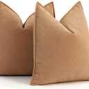 ZWJD Camel Pillow Covers 20x20 Set of 2 Chenille Throw Pillow Covers with Elegant Design Soft and Luxurious Decorative Throw Pillows for Couch, Bed, and Home Decor