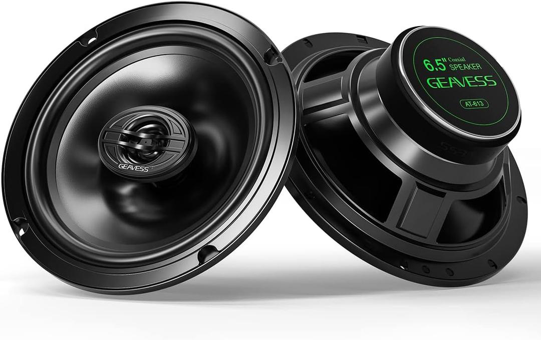 6.5" Car Audio, 2 Way Full Range Coaxial Speakers System, 4 ohm 100 Watt Peak Power Car Speaker with Voice Coil and Rubber Surround, for Car Stereo Sound (Black, Pair)