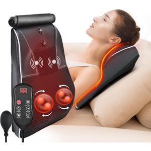 Shiatsu Neck and Back Massager with Heat,Neck Massager for Pain Relief deep Tissue,3D Kneading Massage Pillow for Back,Shoulder,Leg,Gifts for Mom,Dad,Women (Black)