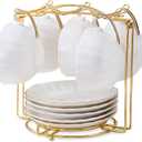 Tea Cups Holder,Gold Metal Coffee Cup Tea Cups Rack,Foldable Organizer for Coffee Cup Spoon and Saucers