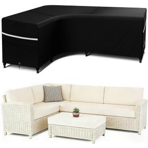 Rosefray Outdoor L-Shaped Sectional Cover-600D Patio Sectional Sofa Cover, Waterproof Furniture Covers for Deck, Lawn,Backyard 85x105 Left Facing Black