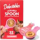 Delectables Lickable Spoon Handheld Wet Cat Treats Made with Real Salmon, Quick & Easy Creamy Puree, Mess Free, Grain-Free, No Added Fillers, No by-Products, No Added Preservatives, Salmon 32ct (EXP 03/17/28)