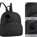 ECOSUSI Mini Backpack for Women Leather Small Backpack Purse for Ladies Cute Pom Bookbag Travel Shoulder Bag with Charm Tassel Black