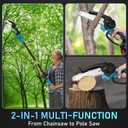 2 in 1 Cordless 6 inch Pole Saw & Mini Chainsaw with 2 21V Battery, Electric Polesaw with Extension Pole for Tree Trimming