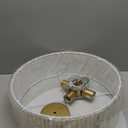 Mid Century Modern Semi Flush Mount Ceiling Light with Pleated Fabric Shade, 12.5 in Drum Gold Light Fixture with Lights, Beige White Linen Lamp for Bedroom, Living Room, Dining Room, Hallway