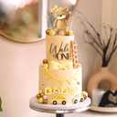 Yellow Baby Shower Cake Decoration Bear Cake Topper Gender Reveal Cake Decoration Green Gold Balls Cake Topper for Baby Shower Birthday Party Decoration