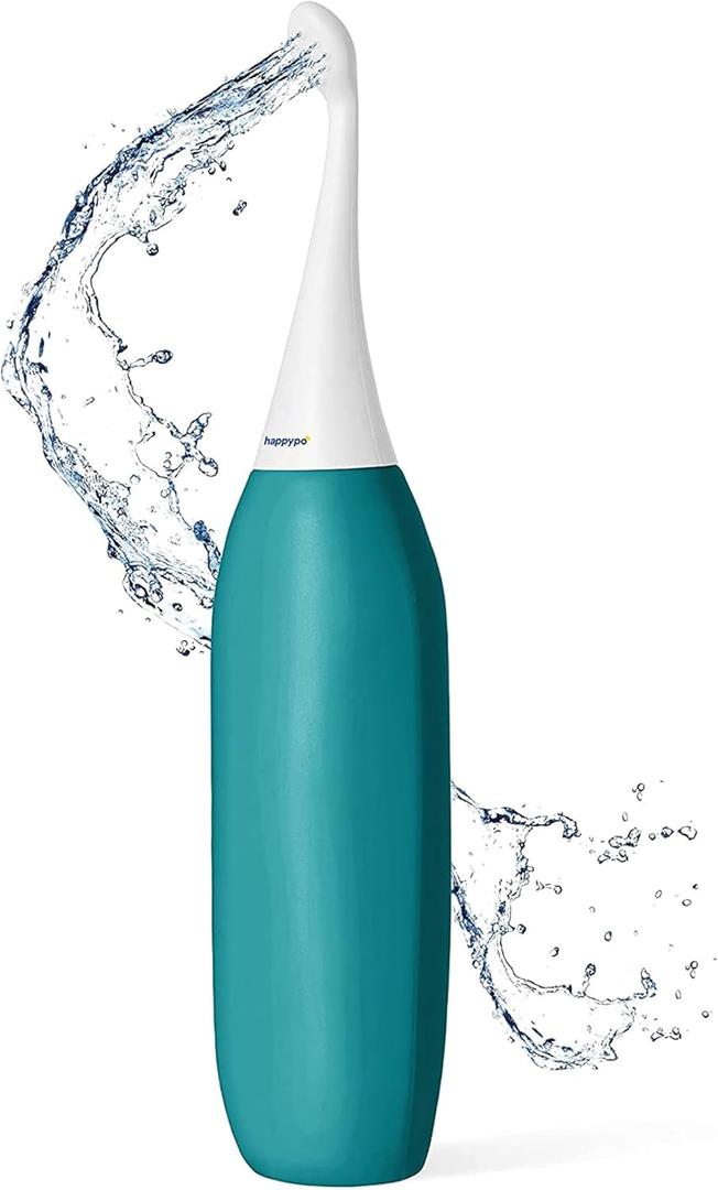 HappyPo The Original XL Butt Shower - Portable Bidet with 50% More Volume - The Easy-Bidet 2.0 Replaces Wet Wipes and Shower Toilet - Portable Bum Spray for Travel - Turquoise (1 Count (Pack of 1), petrol)