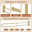 Zonon U Shape Room Divider Rod 6.56 ft, Metal Support Wall Mounted Privacy Partition Curtain Rod for Fitting Room Beauty Salon Bedroom Spa Shower(Gold)