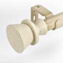 1 Inch Single Curtain Rods 72 to 144 Inches Adjustable Drapery Rods for Window width 68 to 140 Inches, Faux Travertine Finials, Beige Metal Rods