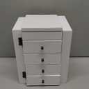 Meangood Jewelry Box Wood for Wowen, 5-Layer Large Organizer Box with Mirror & 4 Drawers for Rings, Earrings, Necklaces, White