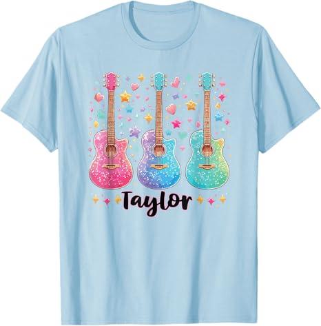 Girl Taylor First Name Personalized Groovy 80's Pink T-Shirt (Black), L