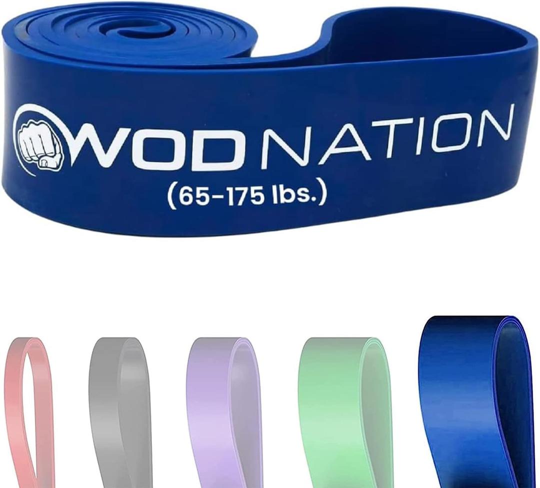 WOD Nation Pull Up Assistance Bands (10-175lbs Band) - Best for Pullup Assist, Chin Ups, Resistance Bands Exercise, Stretch, Mobility Work & Serious Fitness - 41 inch Straps (Blue)