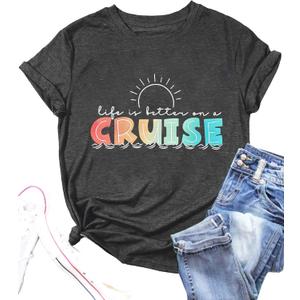 Hiking Shirts for Women I Haven't Been Everywhere But It's On My List Tshirt Camping Adventure Travel Lover Tee Tops (XX-Large, 02 Dark Gray)