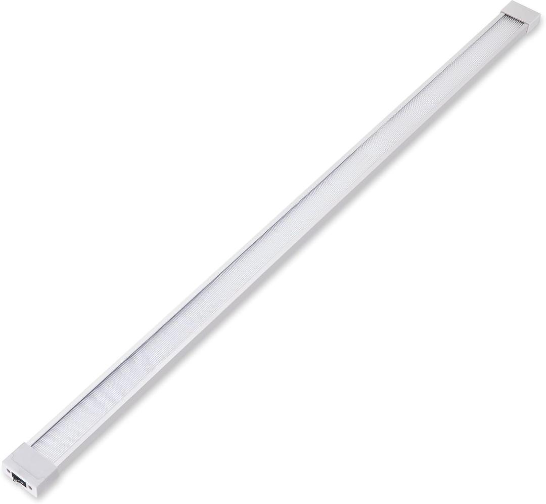 Raycharm RV Cargo LED Interior Area Lighting 42.5" x 2.0", 6000K Cool-White Even Diffused Beam, High Light-Output Low Ampere, Compact for Limited Space Mount, 12V/24V DC, On/Off Rocker Switch, 1-Pack