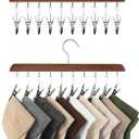 StorageWorks Hat Rack, Closet Organizer and Storage for Baseball Caps,Set of 2 with 10 Adjustable Stainless Steel Clips, Fits All Caps, Natural Walnut Color (14"W x 7.5"H)