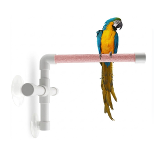 Bird Shower Perch with Suction Cup, Parrot Window Perch Stand, Parakeet Bath Wall Rack for Parrot Parakeet Conure Cockatiel, Pink