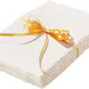 50 Sheets Deckled Edge Paper 5 x 7inch, 160 GSM Handmade Paper Rough/Textured Watercolor Paper for Wedding Invitations, Cards, Crafts