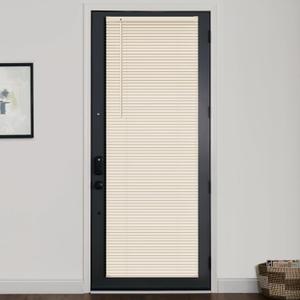 LazBlinds 1" Vinyl Mini Blinds for Doors, Cordless French Door Blinds for Privacy, Light Filtering Privacy Horizontal Shades for Front Door Patio Sidelight Glass Door, 24" W x 72" H, Beige