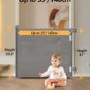 Retractable Baby Gate for Stairs & Doorways, 55" Wide x 33.6" Tall Easy Installation Mesh Dog Gate for Indoor & Outdoor Use,Pet and Dog Safety Gate for Hallways(Grey)