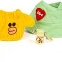3-Piece Doll Clothes Designer Kawaii Knit Sweater Set for 17cm Doll, Cute Doll Outfit with Accessories for Dress-Up or Display - Yellow (No Doll)