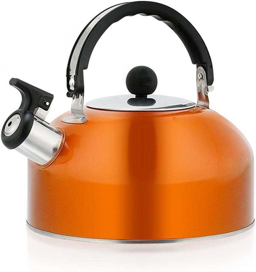 shenruifa 3L Stainless Steel Whistling Camping Bottle Lightweight Kettle for Camping Trips (Orange)
