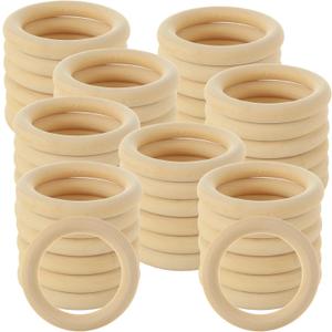 50PCS 3 inch Wooden Rings for Crafts Unfinished Wood Rings 70mm Wooden Rings Macrame Rings Solid Natural Wood Rings for DIY Crafts, Connectors Jewelry Making