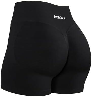 AUROLA Influence Workout Shorts for Women, No Roll Up Squat Proof Scrunch Seamless Compression Gym Short Medium