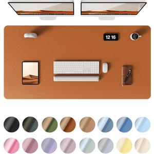 YSAGi Leather Desk Protector, Office Mat, Large Mouse Mat, Non-Slip PU Leather Blotter, Laptop Desk Pad, Waterproof Writing Pad for Office and Home (Brown, 47.2" x 23.6")