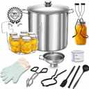Complete Canning Supplies with Pot: Food-Grade Stainless Steel Canning Kit - 13-Piece Essential Home Canning Set Tools for Safe Food Homemade (Black)