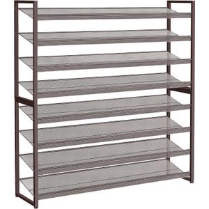 Shoe Rack, Long Shoe Organizer,Max Holds 50 Pairs,8 Tier Metal Shoe Storage Shelf,4-Tier Stackable Shoes Organizer for Garage, Entryway,Bronze