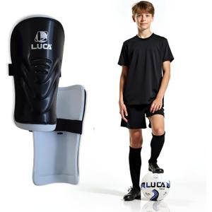LUCA Sports Soccer Shin Guards for Youth & Adults - Superlight Shin Guards for Boys, Girls, Men & Women - (2) Shinguard Set (Medium, black)