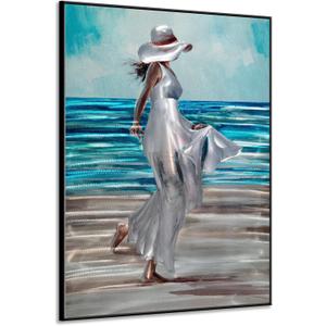 Yihui Arts Beach Metal Wall Art - Stunning Dancing Lady Aluminum Artwork Picture for Coastal Decor (32"L x 24"W)