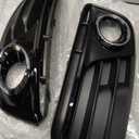 Glossy Black ABS Front Bumper Lower Fog Light Cover Grill Grilles Insert