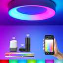 Smart Ceiling Light WiFi, RGB LED Ceiling Light Fixture, 2400LM Flush Mount Lighting Fixture, Works with Alexa Google, 3000K-6500K Low Profile Ceiling Lights for Bedroom, Living Room, 11in