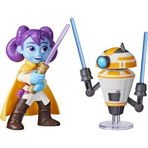 Star Wars: Young Jedi Adventures Pop-Up Lightsaber Duel, LYS Solay & Training Droid Action Figures, 4-Inch Scale Toys, Preschool Toys for 3 Year Old Boys & Girls, pack of 2