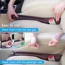 Car Seat Gap Filler Set of 2, 3IN1 Seat Side Gap Filler Plug with Storage Slot & Hook Function, Soft Foam Universal Fit Car SUV Truck Fill Gap Between Seats Console OrganizerNarrow Deep Brown