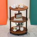 Small Round Side Table - 3-Tier Oval Accent Table for Small Spaces, Rustic Wood and Metal Couch End Table, Nightstand for Bedroom or End Table Living Room, Easy to Assemble, Rustic Walnut (1-Pack)