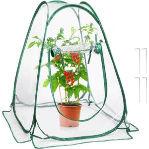Lyellfe Pop Up Greenhouse Cover, PVC Mini Greenhouse with Nails, 28" x 28" x 34" Clear Portable Backyard Gardening Flower Sunshine Tent Room for Indoor Outdoor Plant, Cold Frost Protector