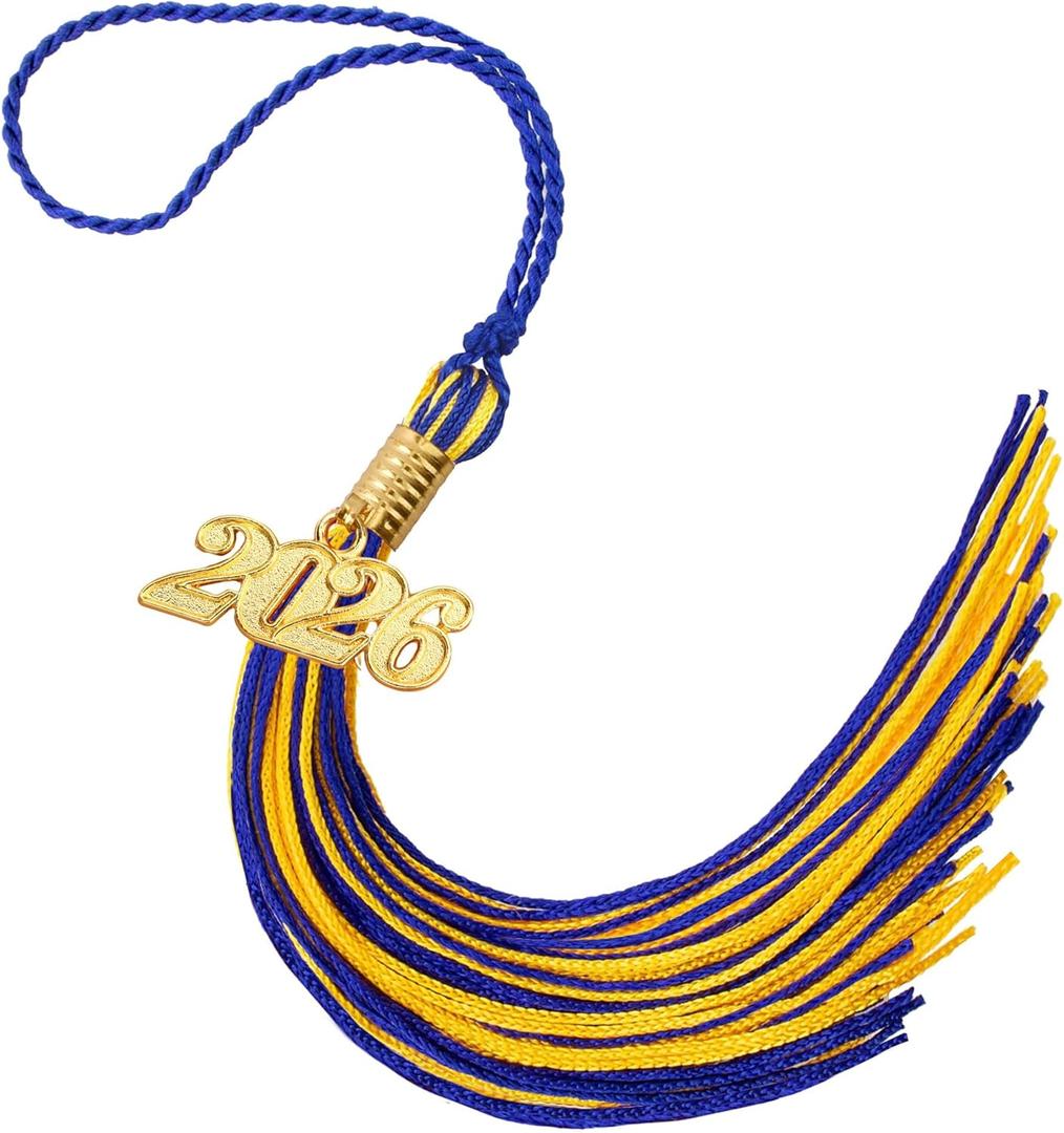 2026 Tassel Graduation, Blue and Gold Graduation Tassel, 2026 Tassel Charms for Graduations Cap Decorations, Tassels Memorial Grad Cords for College High School Graduate Hat Ceremonies Accessories