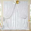 20ft x 10ft Wrinkle Free White Velvet Backdrop Curtain for Parties, Silky Photo Backdrop Drapes Soft Luxury Cloth for Wedding Birthday Party Events Photography Background, 4 Panels 5ftx10ft