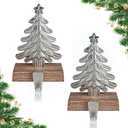Christmas Stocking Holder for Mantelwith Retro Xmas Tree Non-Skid Glitter Silver Stocking Holders for Mantle Fireplace Home Decor Holiday Gifts Christmas Decorations Indoor Supplies Durable and Sturdy