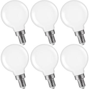 FLSNT Dimmable LED Candelabra Bulbs 60W Equivalent, G16 1/2 LED E12 Chandelier Light Bulbs for Bedroom, Bathroom, 550LM, CRI90, 5.5W, AC 120V, 6 Pack, 4000K Cool White