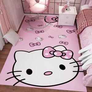 Pink Washable Runner Rug 2' x 5' 3" Cute Cartoon Kitten Face Pattern Non-Slip Area Rugs Kawaii Carpet Home Decor Carpet for Living Room Bedroom Entryway Rug