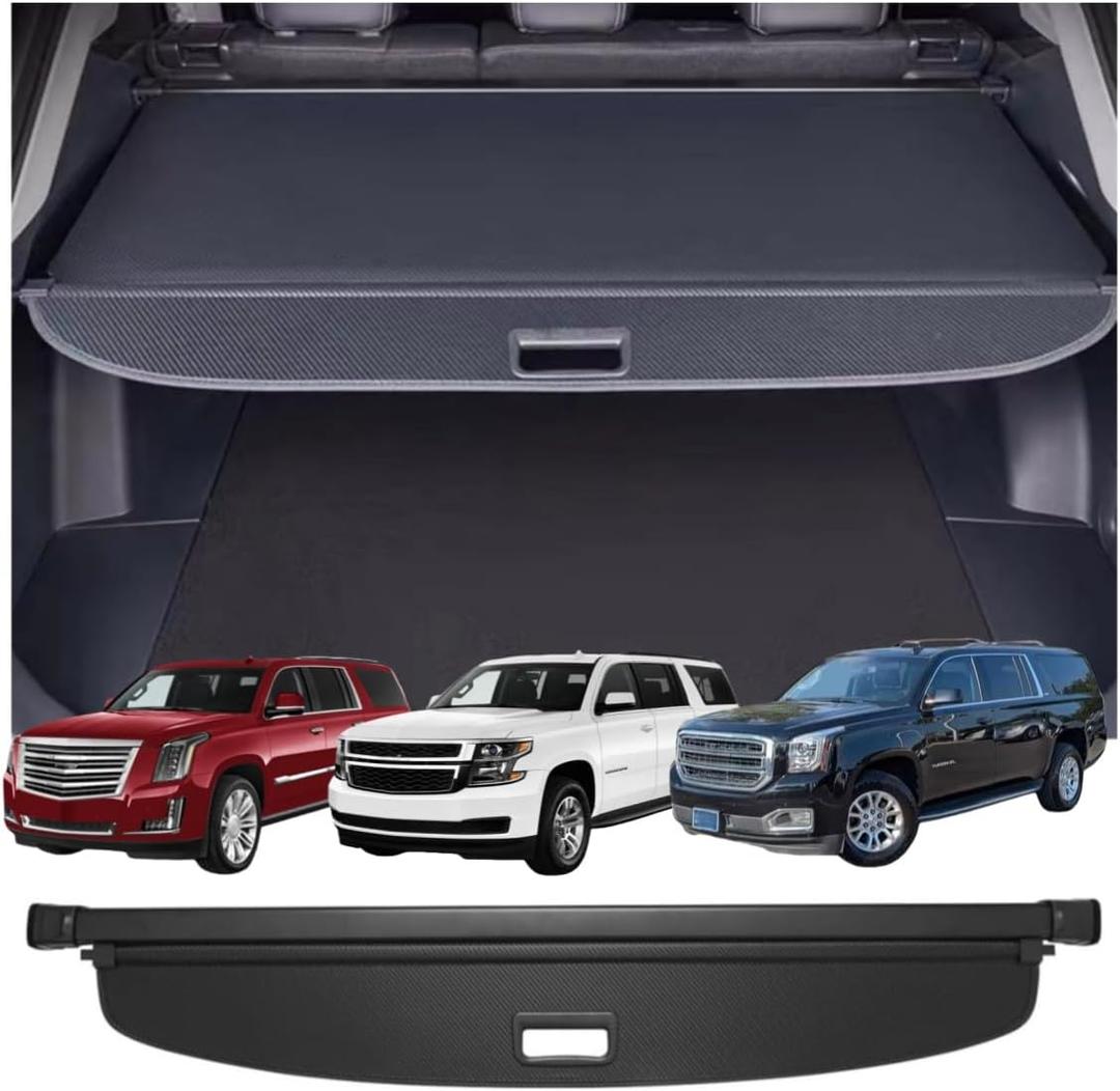 Retractable Cargo Cover Compatible with Chevrolet Suburban Cadillac Escalade ESV GMC Yukon XL 2015-2020 Trunk Shield Security Shade Privacy Screen (65 Inches, for Long Wheelbase)