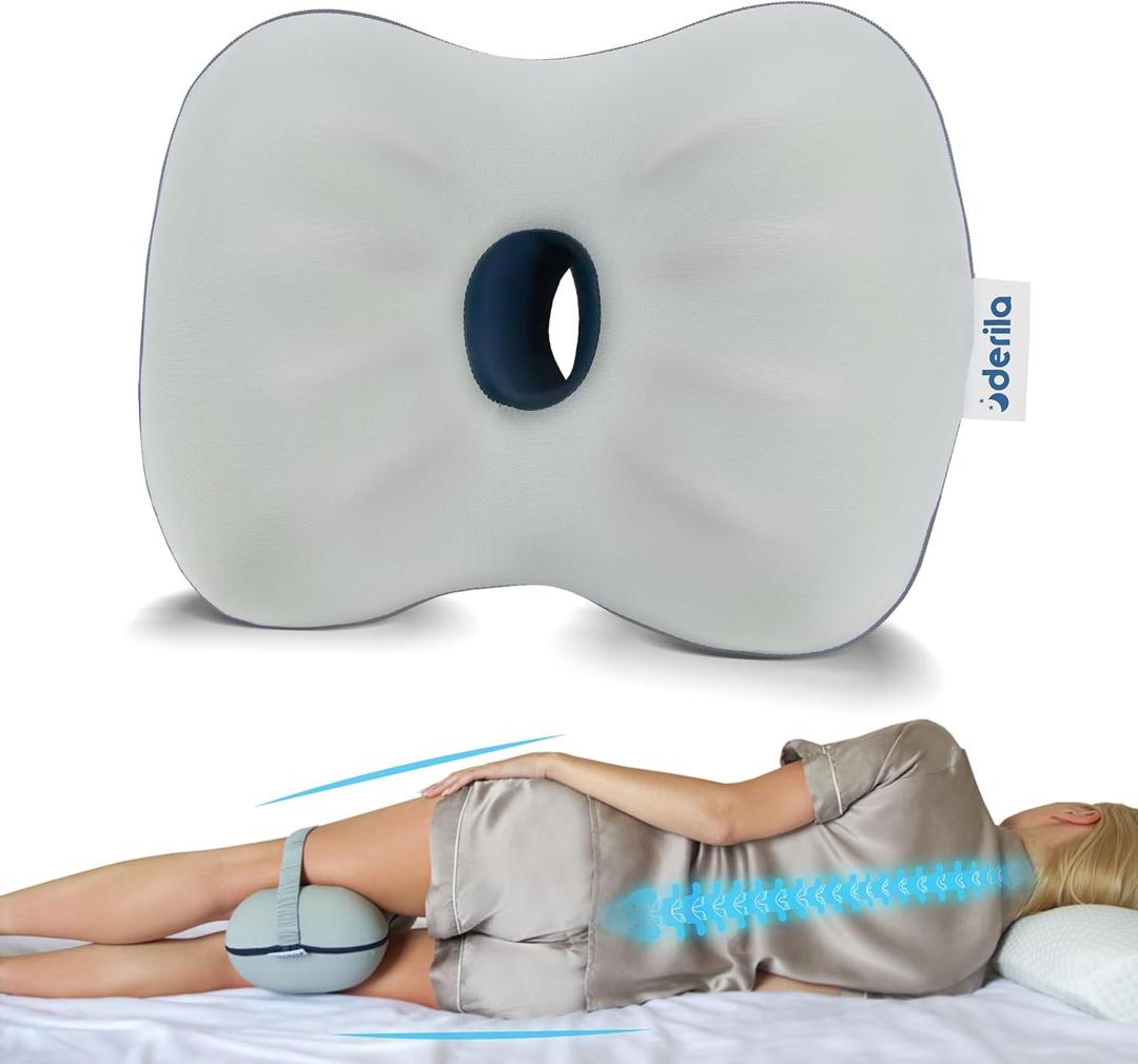 Derila Knee Pillow | The Perfect Leg Pillow for Pain Relief. Reduce troublesome Back Pain, Hip Pain and Sciatica by Providing Support While You Sleep.