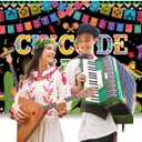 2 x Cinco De Mayo Banner Backdrop 5.9x3.6Ft Colorful Flags Mexican Fiesta Backdrop Guitar Cactus Cinco De Mayo Banner Decorations Fiesta Mexican Party Decorations Photo Props 7143inchPolyester